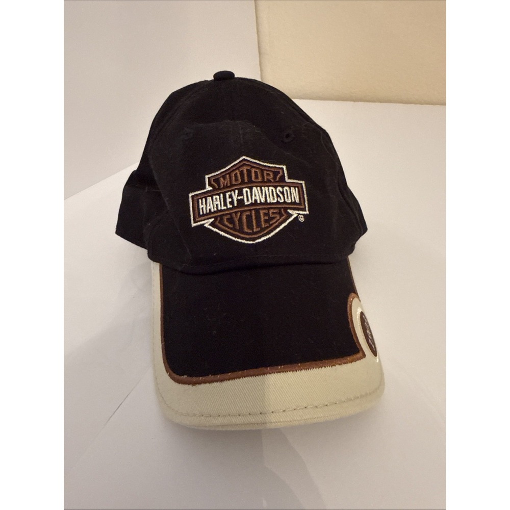 Harley-Davidson Motorcycle Cap Black Cream Bar & Shield Logo Baseball Hat